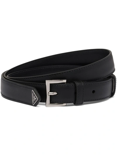 Prada Buckle-fastened Leather Belt In Black