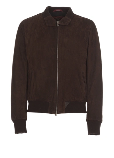 Stewart Suede Leather Jacket In Brown