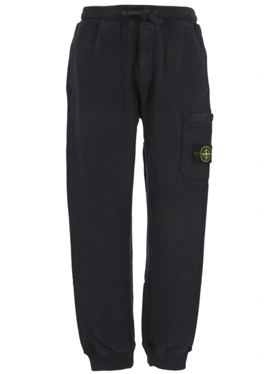 Stone Island Logo Patch Trousers In Blue