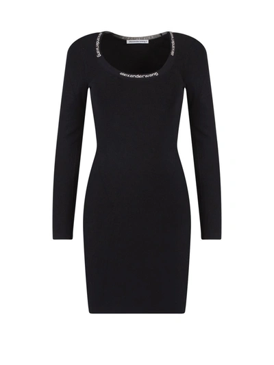 Alexander Wang T Logo Dress In Black