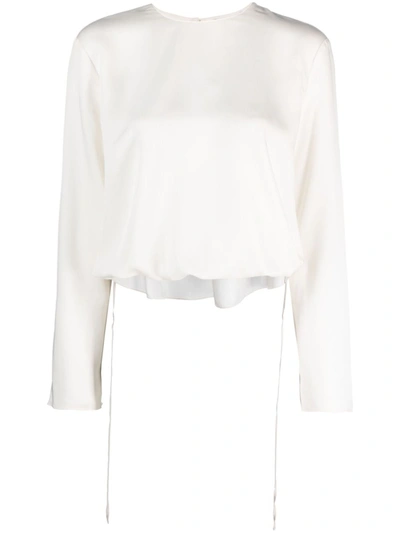 Theory Belted Silk Blouse In White