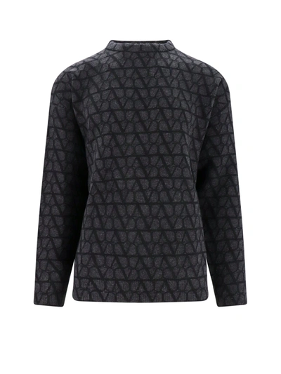 Valentino Crew-neck Wool Sweater In Grey