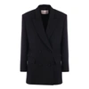Valentino All-over Monogram Virgin Wool And Silk Double Breasted Blaze In Black