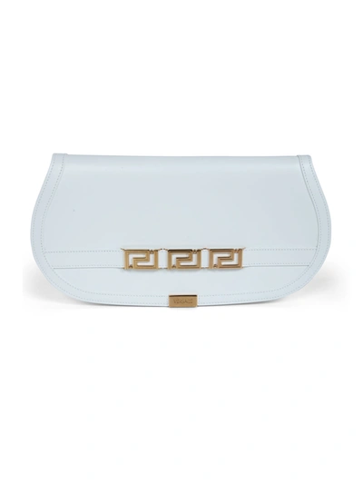 Versace Cow Leather Clutch In White