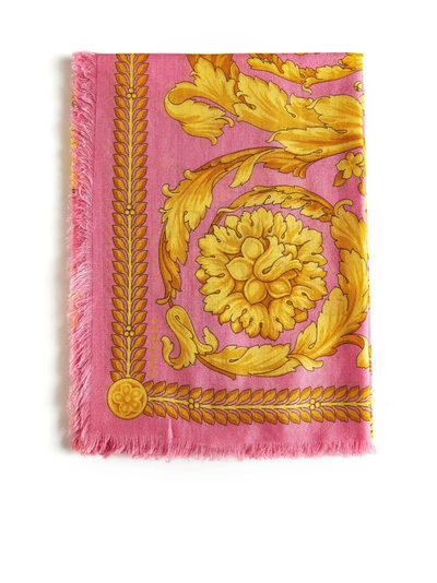 Versace Scarf In Pink/yellow