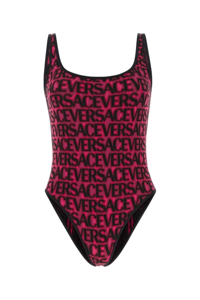 Versace Swimsuits In Blacktropicalpink