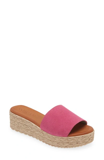 Cordani Bizzy Espadrille Platform Wedge Slide Sandal In Fuchsia Suede