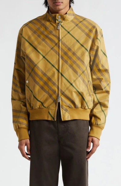 Burberry Cotton Jacket With Check Motif In Yellow