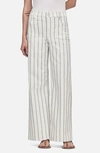 Frame Le Palazzo Striped Raw Wide Leg Jeans In Sage Multi In Sage Multi