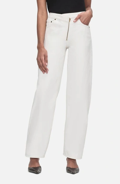 Frame Barrel-leg Crisscross Zip Jeans In White