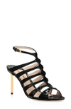 Tom Ford Croco Caged Stiletto Slingback Sandals In Black