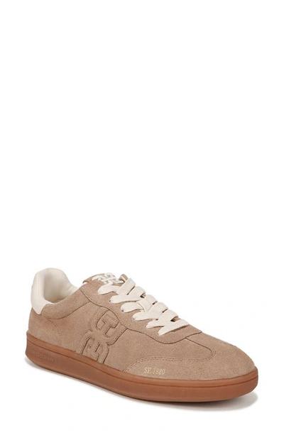 Sam Edelman Tenny Lace Up Trainer Taupe Leather In Beige