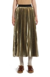 Max Mara Pleated Georgette Skirt In Gold