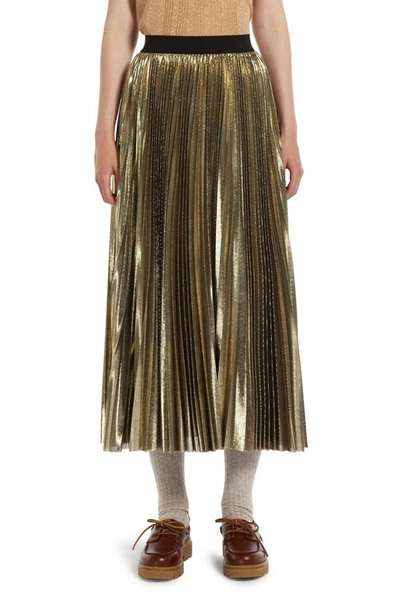 Max Mara Pleated Georgette Skirt In Gold