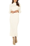 Petal And Pup Petal & Pup Payton Mock Neck Top & Maxi Skirt Rib Set In White