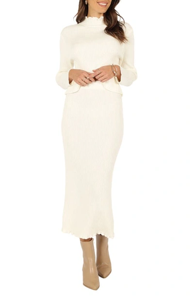 Petal And Pup Petal & Pup Payton Mock Neck Top & Maxi Skirt Rib Set In White
