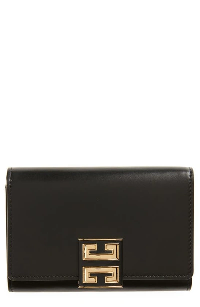 Givenchy Medium 4g Leather Trifold Wallet In Black
