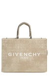 Givenchy Medium G-tote Shopping Bag In 4g Canvas With Chain In Dusty Gold