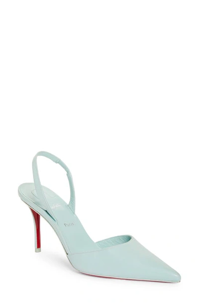 Christian Louboutin Apostropha Leather Slingback Red Sole Pumps In Iceberg