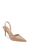 Christian Louboutin Apostropha Leather Slingback Red Sole Pumps In Nude