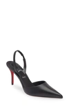 Christian Louboutin Apostropha Leather Slingback Red Sole Pumps In Black