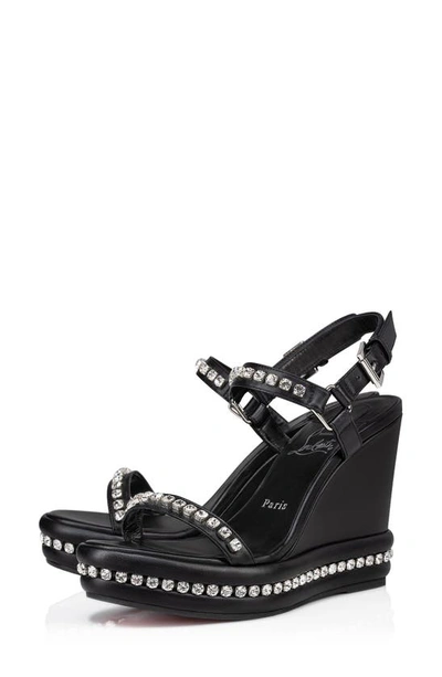 Christian Louboutin Pyrastrass Crystal Embellished Wedge Sandal In Black