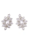 Olivia Welles Whitnee Imitation Pearl & Crystal Filigree Drop Earrings In Silver/ Imitation Pearl
