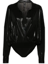 Norma Kamali Super Oversized Boyfriend Shirt Bodysuit In Black