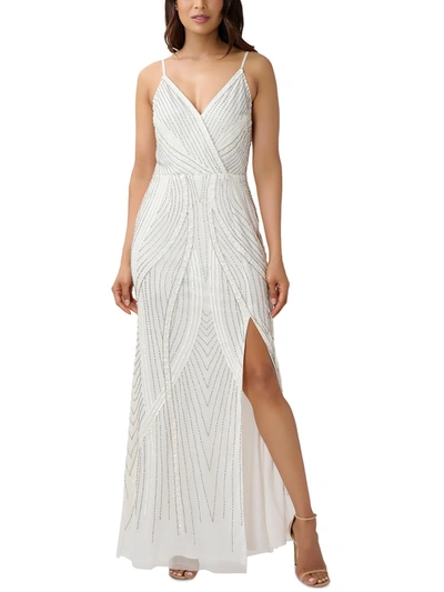 Adrianna Papell Womens Strappy Long Evening Dress In White
