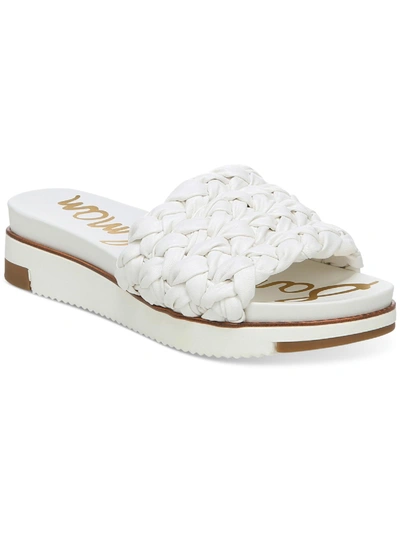 Sam Edelman Ainslie Womens Faux Leather Braided Platform Sandals In Bright White
