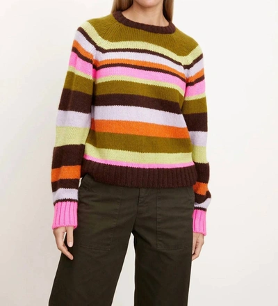 Velvet By Graham & Spencer Nessie Striped Sweater In Multi In Green