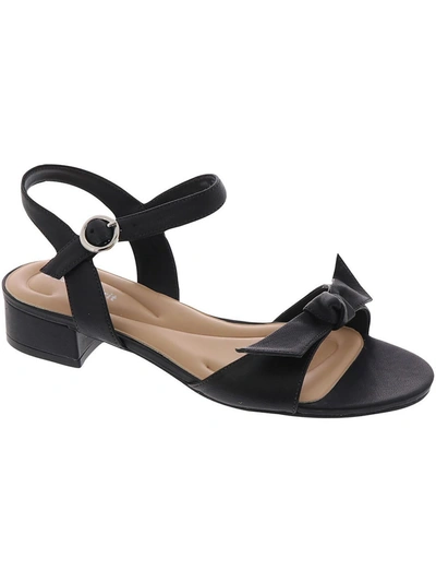 Easy Spirit Women's Ginova Round Toe Block Heel Dress Sandals In Black Leather