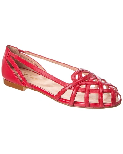 French Sole Deejay Leather Flat In Red