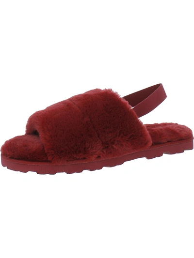 Inc Mens Faux Fur Indoor/outdoor Slingback Slippers In Red