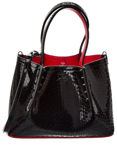 Christian Louboutin Womens Black Cabarock Mini Patent-leather Tote Bag