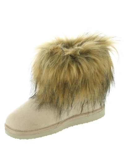 Array Telluride Womens Faux Fur Slip On Ankle Boots In Multi