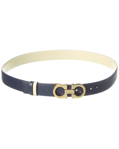 Ferragamo Gancini Reversible & Adjustable Leather Belt In Blue
