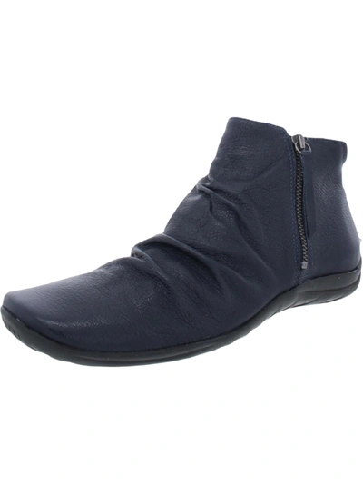 Walking Cradles Abigail Womens Leather Gathered Ankle Boots In Blue