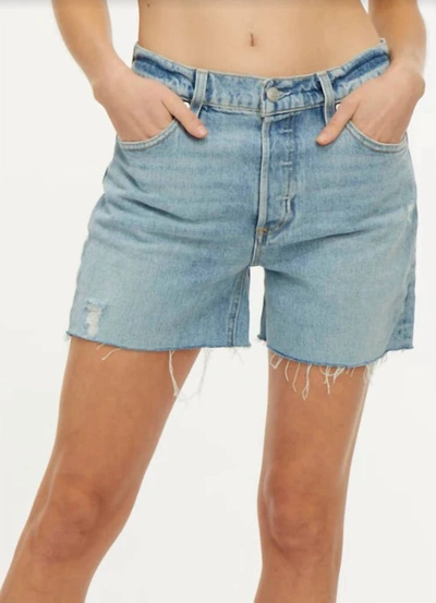 Socialite Raw Hem Denim Short In Blue