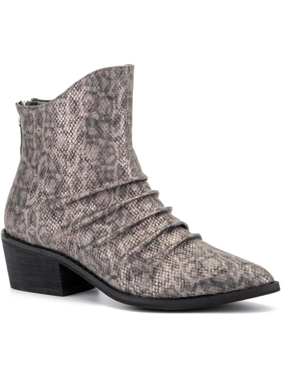 Olivia Miller Womens Dressy Pointed Toe Ankle Boots In Grey