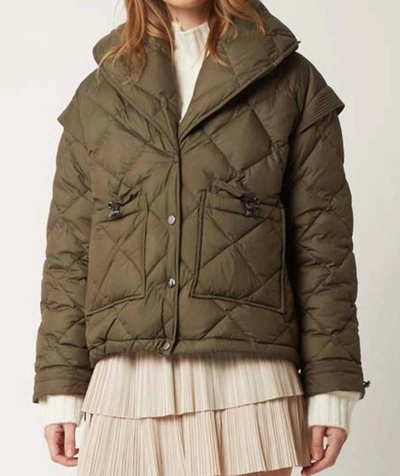 Berenice Fin Shoulder Puffy Jacket In Army Green