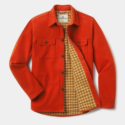The Normal Brand The Brightside Flannel Lined Jacket In Orange