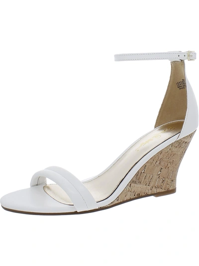 Lilly Pulitzer Womens Faux Leather Ankle Strap Heels In White