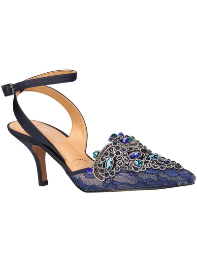 J. Reneé Desdemona Womens Satin Embellished Slingback Heels In Navy