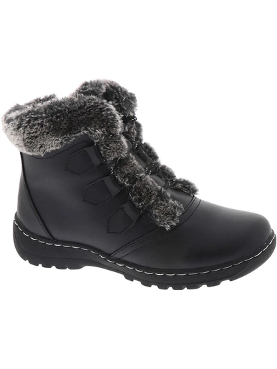 Wanderlust Agnes Womens Faux Leather Cozy Booties In Black
