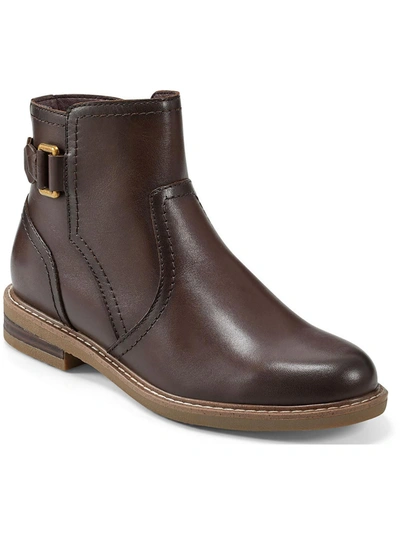 Earth Womens Leather Side Zip Booties In Brown