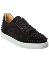 Christian Louboutin Louis Junior Spikes Leather Sneakers In Black
