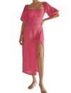Summer Away Linen Midi Dress In Pink In Pink