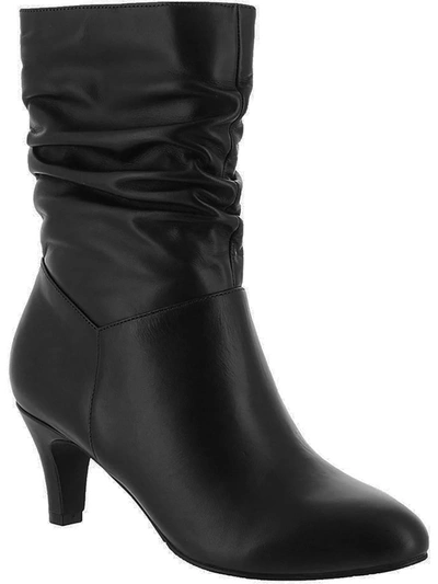 Array Kimberly Womens Leather Slouchy Mid-calf Boots In Black