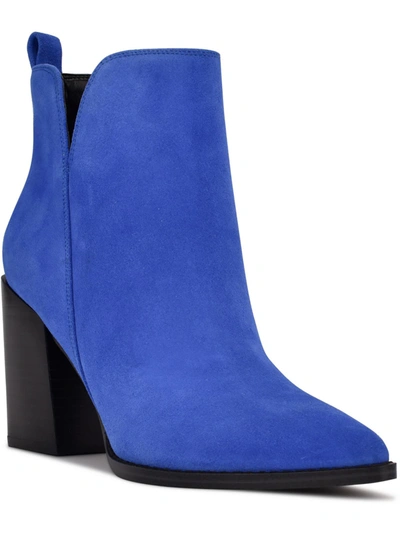 Nine West Womens Leather Casual Ankle Boots In Blue
